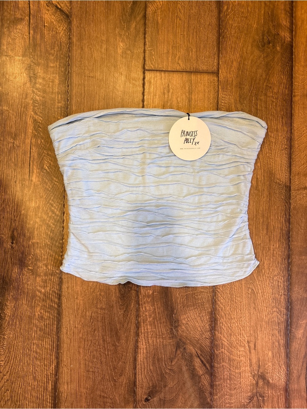 Princess Polly Cecile light blue strapless tube crop top - Picture 2 of 4
